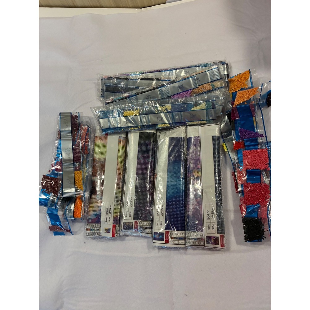 Lot 4 Diamond Painting Kits 25x35cm Grogu Galaxy Landscape DIY & Extra Diamonds
